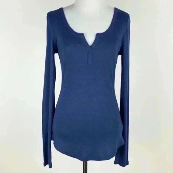 Express top size SP blue long sleeve split henley - Picture 9 of 9